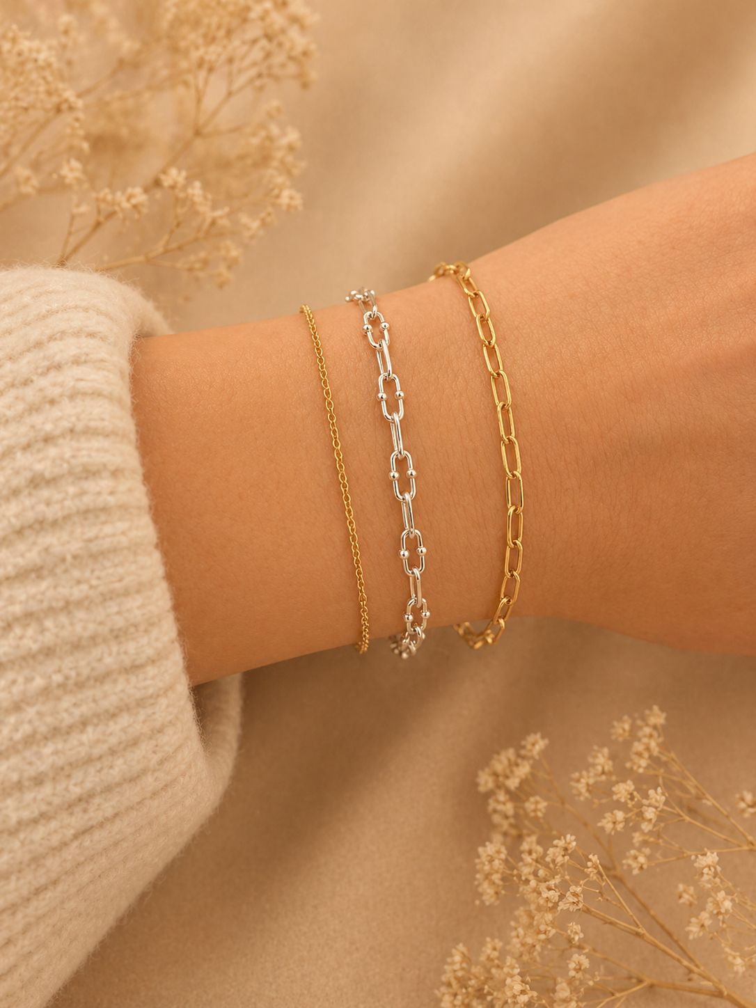 Bracelet permanent en or fin avec détail pavé
